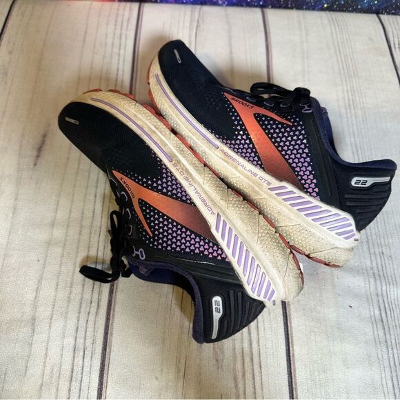 Brooks Adrenaline GTS Women Sz 8 D Black/Purple Athletic Sneaker Running Shoes - Picture 3 of 10